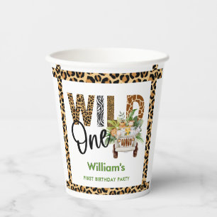 Wild One Safari Animals First Birthday Boy  Paper Cups