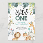 Wild One Safari Animals First Birthday Invitation<br><div class="desc">♥ A perfect way to invite your guests to your little one's birthday party! Safari Party Animals Theme.</div>