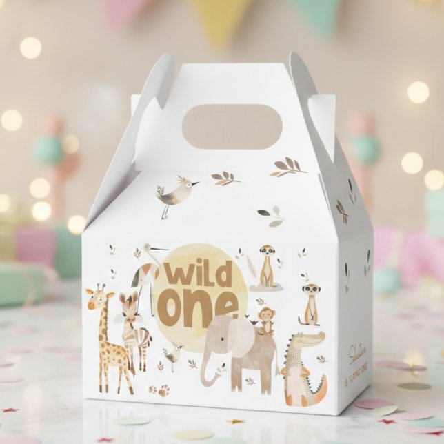 Wild one safari animals first kids birthday favor box (Creator Uploaded)