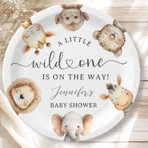 Wild One Safari Animals Jungle Baby Shower Paper Plate