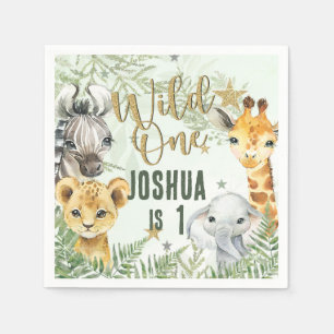 Wild One Safari Animals Paper Napkin-1st Birthday Napkin