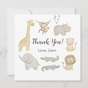 Wild One Safari Animals Personalized Birthday Thank You Card