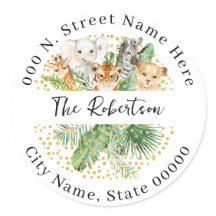 Wild One Safari Animals Return Address