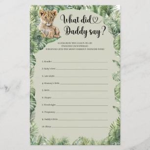 Wild One Safari Animals What Did Daddy Say game
