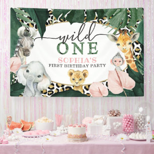 Wild One Safari Animaux Anniversaire Bannière de f