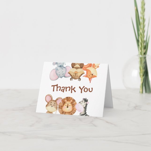 Wild One Safari Animaux Baby shower Carte de remer (Devant)