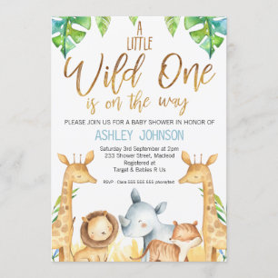 Wild One Safari Animaux Baby shower Invitation