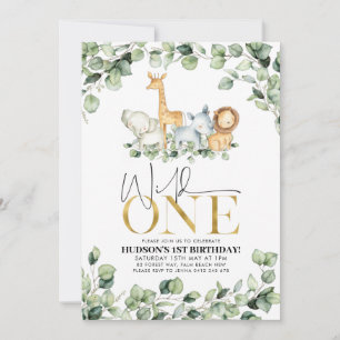 Wild One Safari Animaux Première Invitation Annive