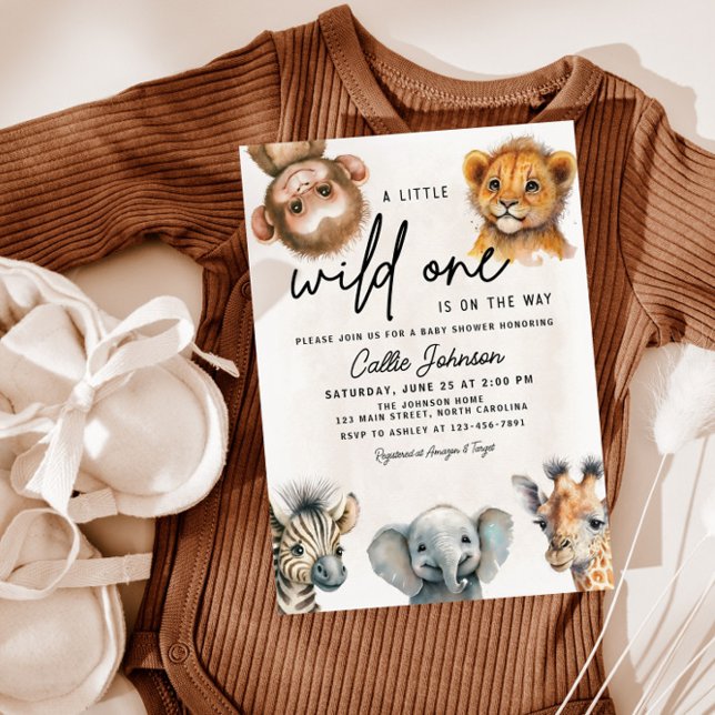 Wild One Safari Baby shower animal Invitation (Créateur téléchargé)
