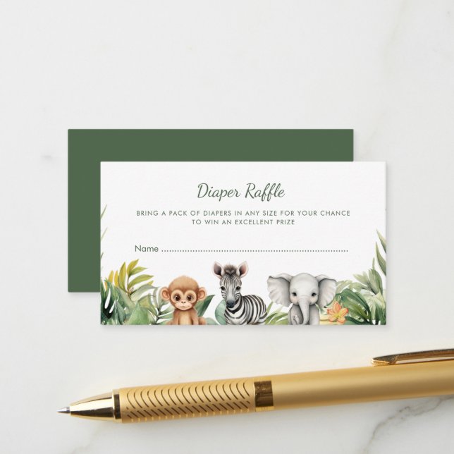 Wild One Safari Baby shower carte de tombole de  (Devant/Arrière en situation)