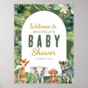 Wild One Safari Baby shower de verdure Affiche de 