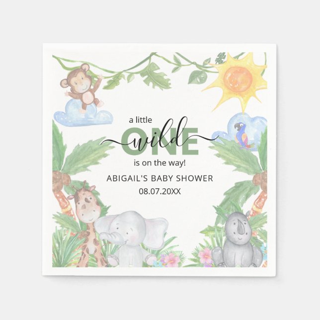 Wild One Safari Baby Shower Napkins (Front)