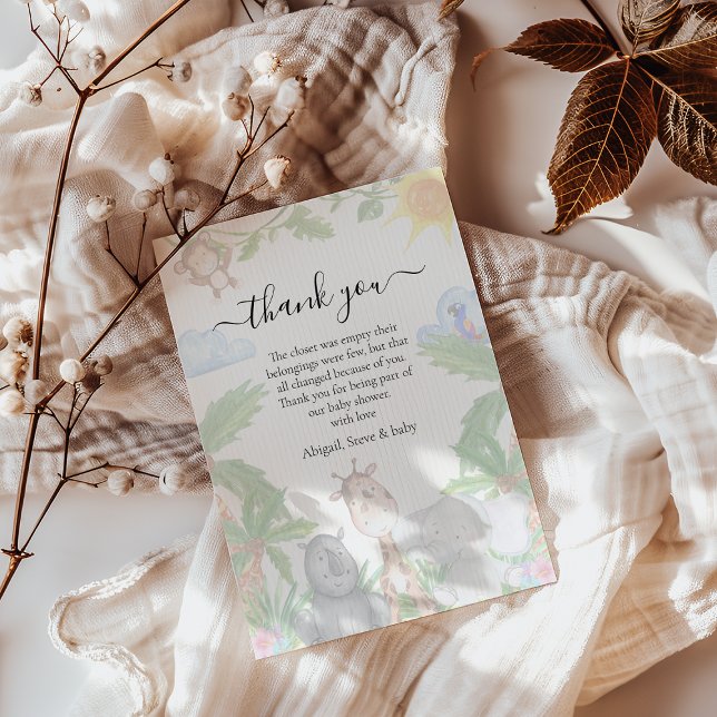 Wild One safari Baby Shower Thank You Card (Creator Uploaded)
