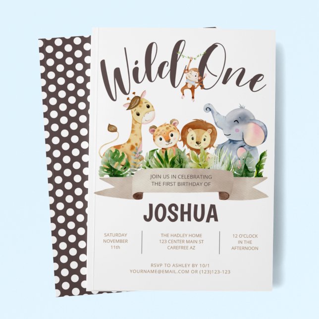 Wild One Safari Birthday Invitation (Creator Uploaded)