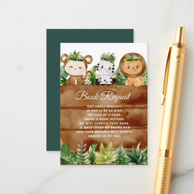 wild one safari book request card (Front/Back In Situ)