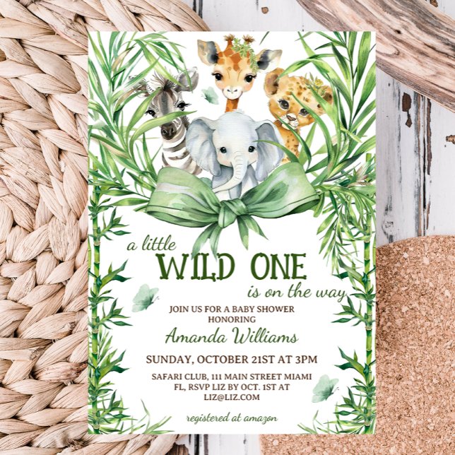 Wild One Safari Bow Baby Shower Invitation (Creator Uploaded)