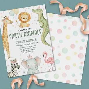 Wild One Safari Boy Birthday Party Invitation