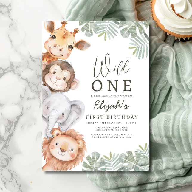 Wild One Safari Boy's 1st Birthday Invitation (Creator Uploaded)