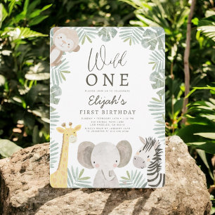 Wild One Safari Boy's 1st Birthday Invitation