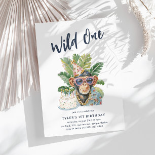 Wild One Safari Boy's 1st Birthday Party Invitation