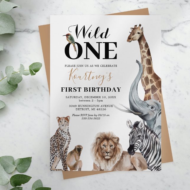 Wild One Safari First Birthday Invitation (Creator Uploaded)