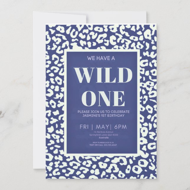 Wild One Safari First Birthday Invitation (Front)
