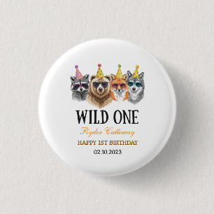 Wild One Safari First Birthday – Jungle Animal  1 Inch Round Button