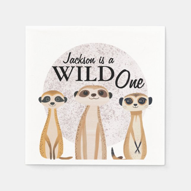 Wild One Safari First Birthday Napkin (Front)
