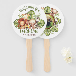 Wild One Safari First Birthday Photo Cute Animals  Hand Fan