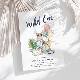 Wild One Safari Girl's 1st Birthday Party Invitation
