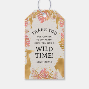 Wild One Safari Girls Birthday Pink Gold Ecru Gift Tags