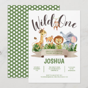 Wild One Safari Invitation anniversaire enfant