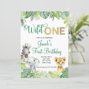 Wild One Safari Invitation d'anniversaire