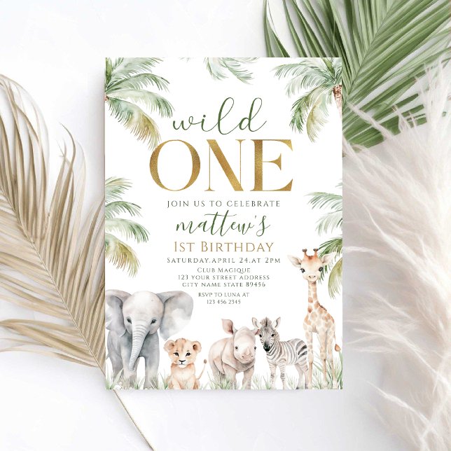  Wild One Safari Jungle 1st Birthday  Invitation (Creator Uploaded)
