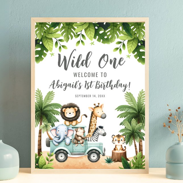 Wild One Safari Jungle 1st Birthday Welcome Sign (Wild One Safari Jungle 1st Birthday Welcome Sign)