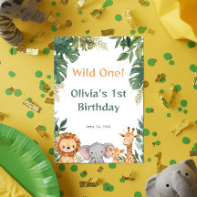Wild One Safari Jungle Animals Birthday Welcome