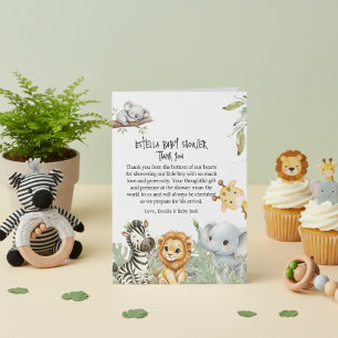Wild One Safari Jungle Animals Boy Baby Shower Thank You Card