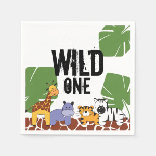 Wild One Safari Jungle Animals First Birthday Napkin