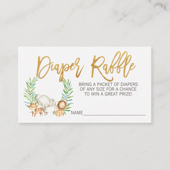 Wild one safari jungle diaper raffle ticket insert (Front)