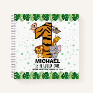 Wild One Safari Jungle First Birthday Livre d'invi