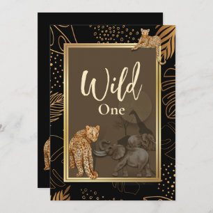 Wild one safari leopards, birthday Invitation