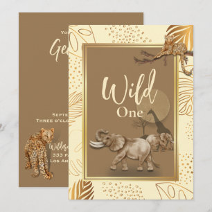 Wild one safari leopards, birthday Invitation