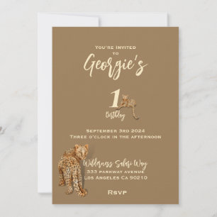 Wild one safari leopards, birthday Invitation