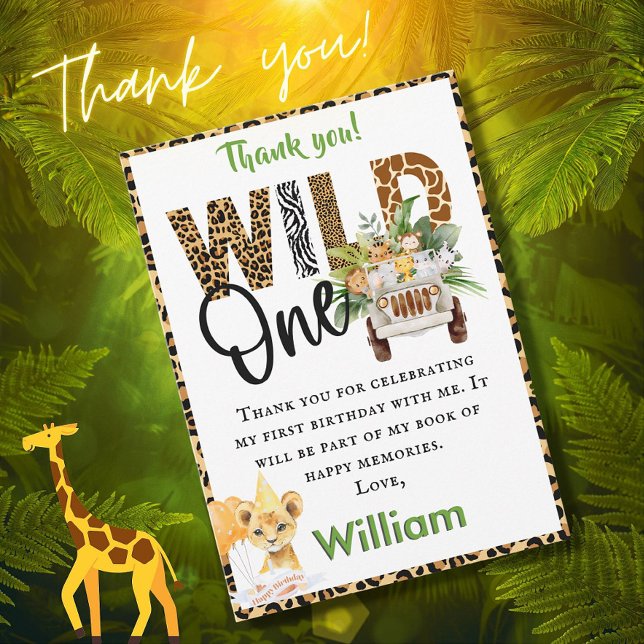 Wild One Safari premier anniversaire garçon Carte  (Créateur téléchargé)