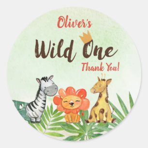 Wild One, Safari Thank You Classic Round Sticker