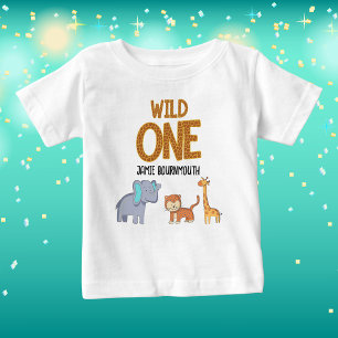 Wild One Safari Theme Boys 1st Birthday Baby T-Shirt