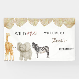 Wild One Safari Theme First Birthday Banner