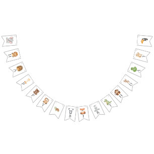 Wild one safari theme first birthday bunting flags
