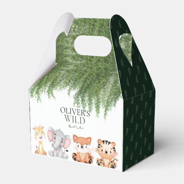 Wild one safari theme first birthday favor box (Front Side)