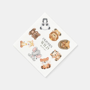 Wild one safari theme first birthday napkin